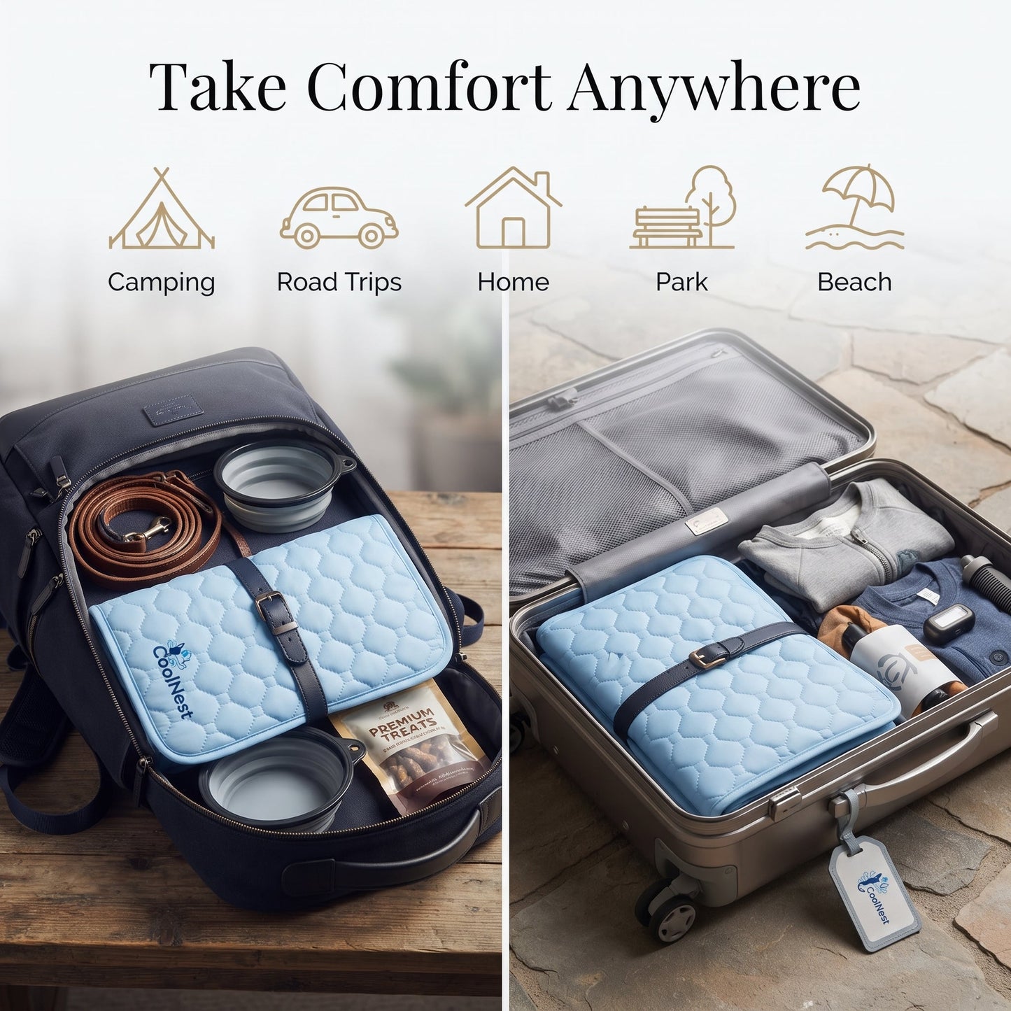 Take comfort anywhere - camping, road trips, home, park, beach
